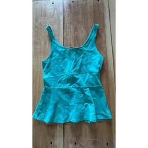 Express Teal Green‎ Peplum Tank Top Sleeveless Scoop Neck Zip Back Small